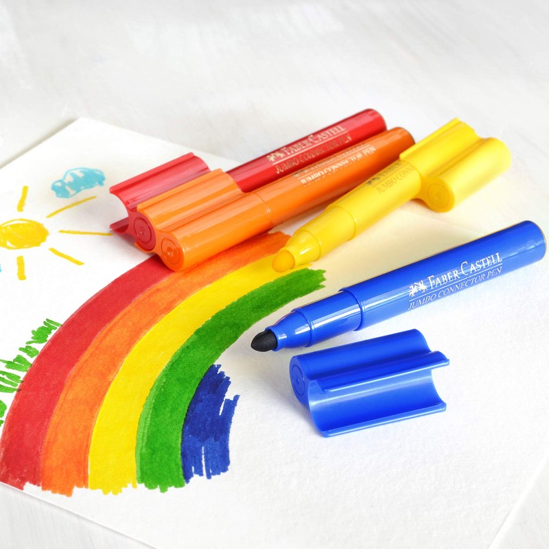 Faber-Castell Thick Jumbo Connector Pen Colour Markers, Assorted – Pack