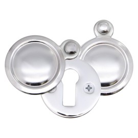 Victorian Keyhole Covered Escutcheon for Front Doors 35mm Polished Chrome | Pack of 2