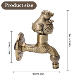 Tissting G1/2 Wall Mounted Water Faucet Brass Material Vintage Chinese Dragon Design,Kitchen Faucet,Washing Machine Faucet Bathroom Sink Basin Faucet,Outdoor Garden Hose Faucet(Golden Pig+Carp)