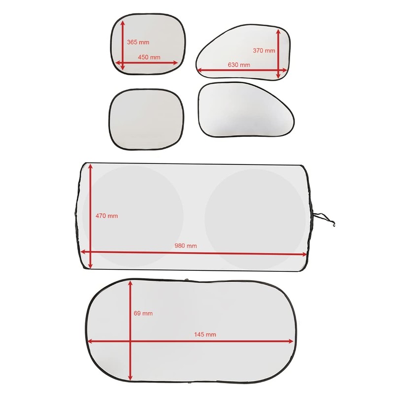 LST Sun protection parasol, 6 pieces, window cover, front, back,