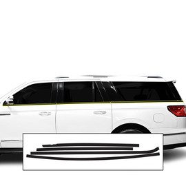 BOGAR TECH DESIGNS Side Window Trim Chrome Delete Overlay Compatible with Lincoln Navigator (L) 2018-2024, Gloss Black
