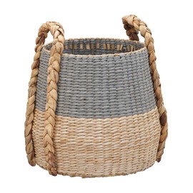 Household Essentials Cattail and Paper Terra Basket, Natural and Gray
