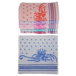 Ilkadim Pack of 8 Face Cloths 100% Cotton, 32 x 32 cm, Various Designs to Choose From (Multicoloured Flower 4)