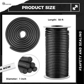 MotiMind 1 Inch x 50 ft Foam Backer Rod for Gaps Joints Concrete Crack Filler Caulk Saver Bulk Foam Backing Rod Concrete Filler Rope for Weather Stripping Door Seal (Black)