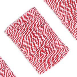 CCINEE 656 FT Red and White Bakers Twine, Cotton Packing Twine String Rope Wrapping Arts Crafts, 2mm