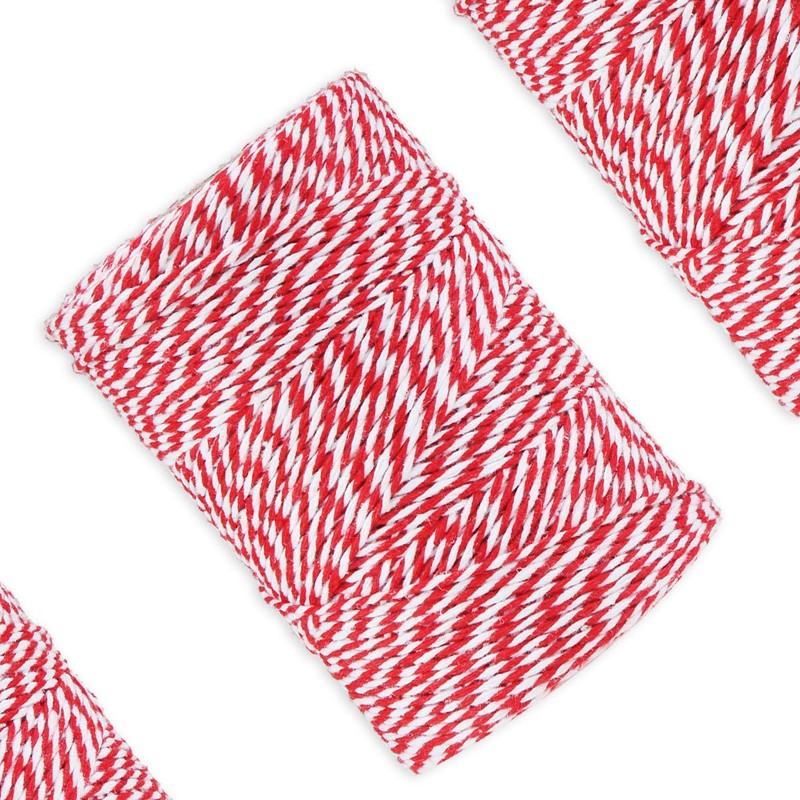 CCINEE 656 FT Red and White Bakers Twine, Cotton Packing