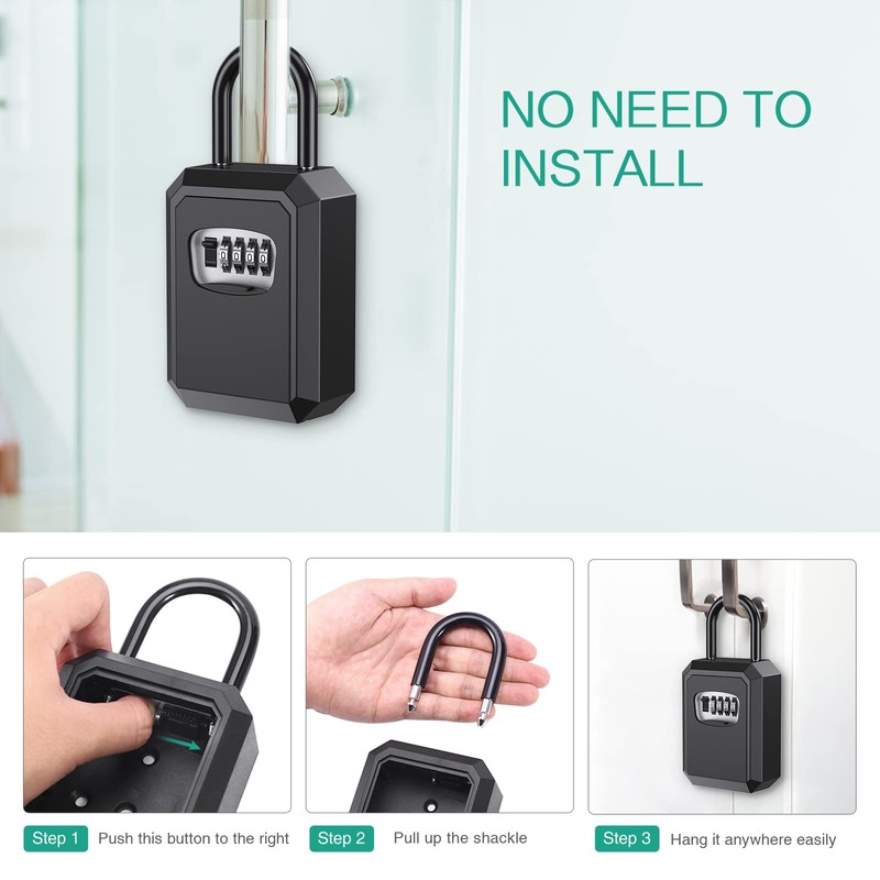 ORIA Key Storage Lock Box, 4 Digit Combination Lock Box,