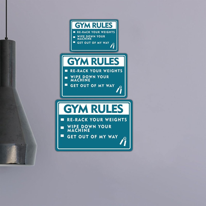 Classic Framed Plus Gym Rules Re-Rack Your Weights Wipe Down