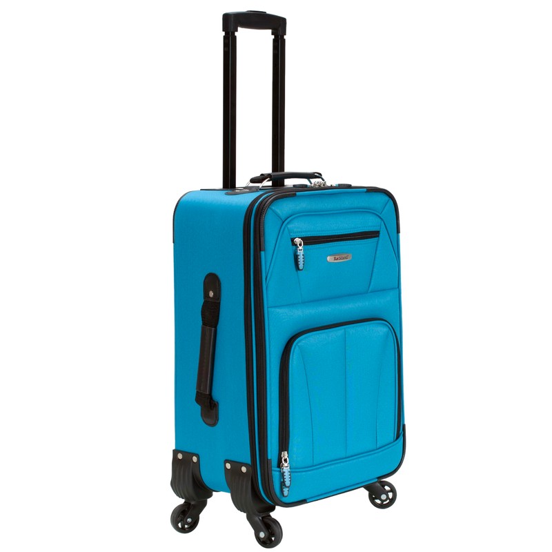 Rockland Pasadena Softside Spinner Wheel Luggage, Turquoise, Carry-On 20-Inch