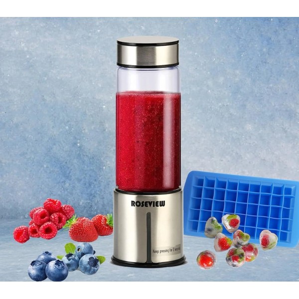 ROSEVIEW Portable Smoothie blender Glass bottle Mini USB rechargeable 2