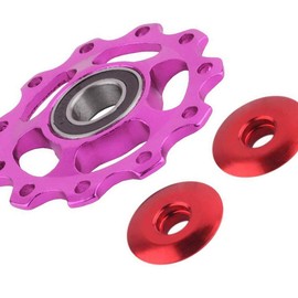 VOANZO 2 Pairs Bicycle Mountain Bike Guide Wheel Rear Adjustment Wheel Bearing Anode CNC Sprocket 11 Gear Flywheel Bicycle Accessories (Purple)