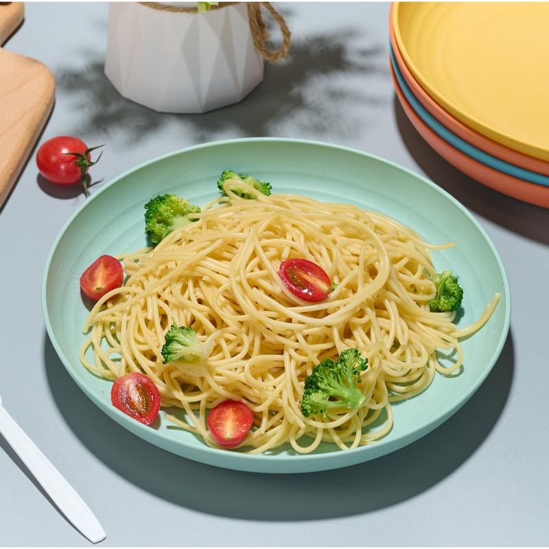 Luckore 9 inch Deep Dinner Plates Set of 12 Wheat
