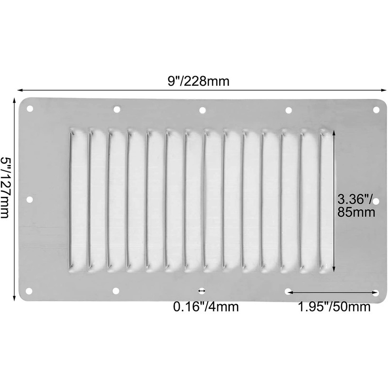 YaeMarine Stainless Steel 4-Pack 5" x 9" Stamped Louvered Vent