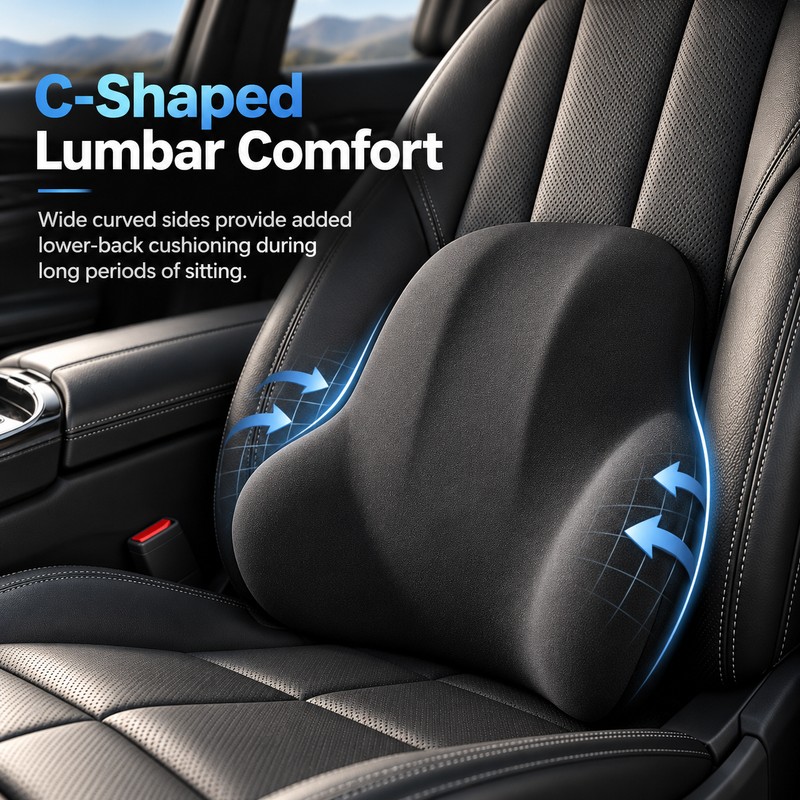 Memory Foam Car Neck & Lumbar Support Pillows for Driving