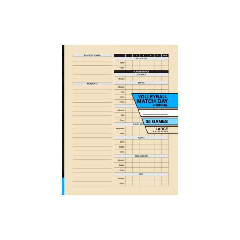 Volleyball Match Day Journal: Record and Track Your Individual Playing