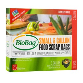 BioBag (USA), The Original Compostable Bag, 3 Gallon, 300 Total Count (12 Boxes of 25 Count), 100% Certified Compostable Kitchen Food Scrap Bags, Kitchen Compost Bin Compatible
