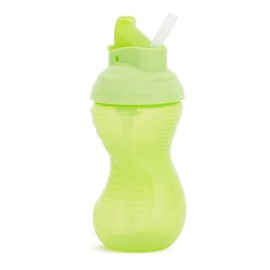 Munchkin Mighty Grip Flip Straw 10oz Sippy Cups - Durable, BPA Free, Straw Cup with Contoured Design & Leak-Proof Soft Silicone Straw - Toddler Straw Cups (Green)