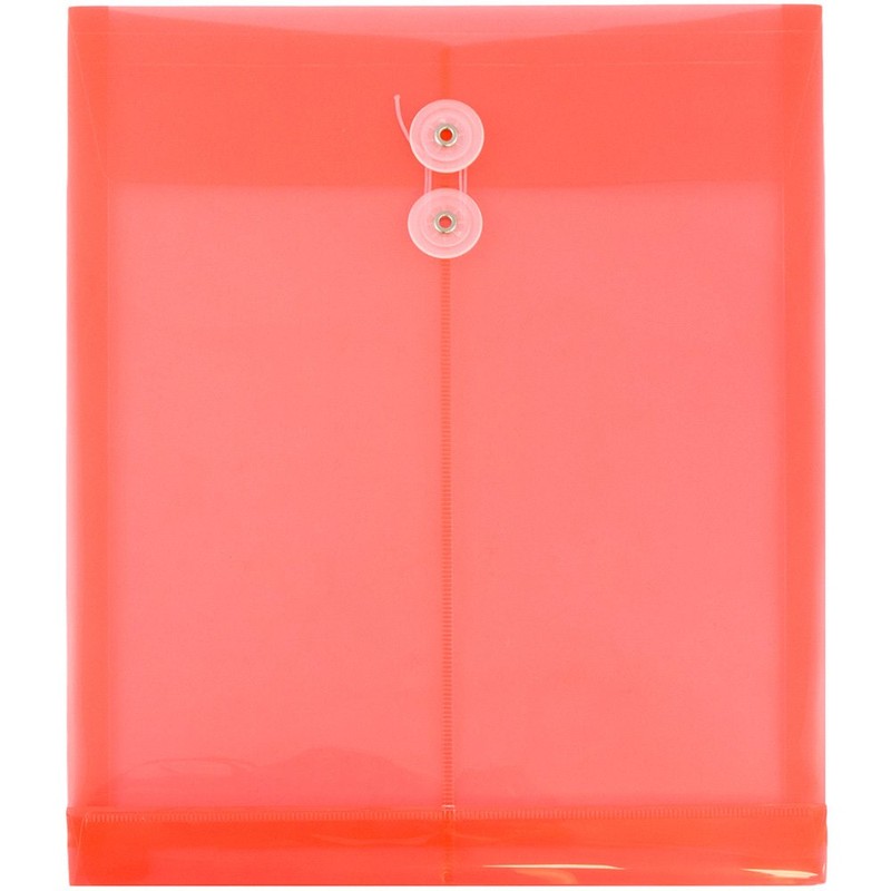 JAM PAPER Plastic Envelopes with Button & String Tie Closure