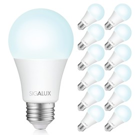 Sigalux LED Light Bulbs 100 Watt Equivalent, A19 Daylight 5000K White Standard Light Bulbs,Non-Dimmable 13W Energy Efficient LED Light Bulbs with E26 Medium Base,1500LM,UL Listed,12 Packs