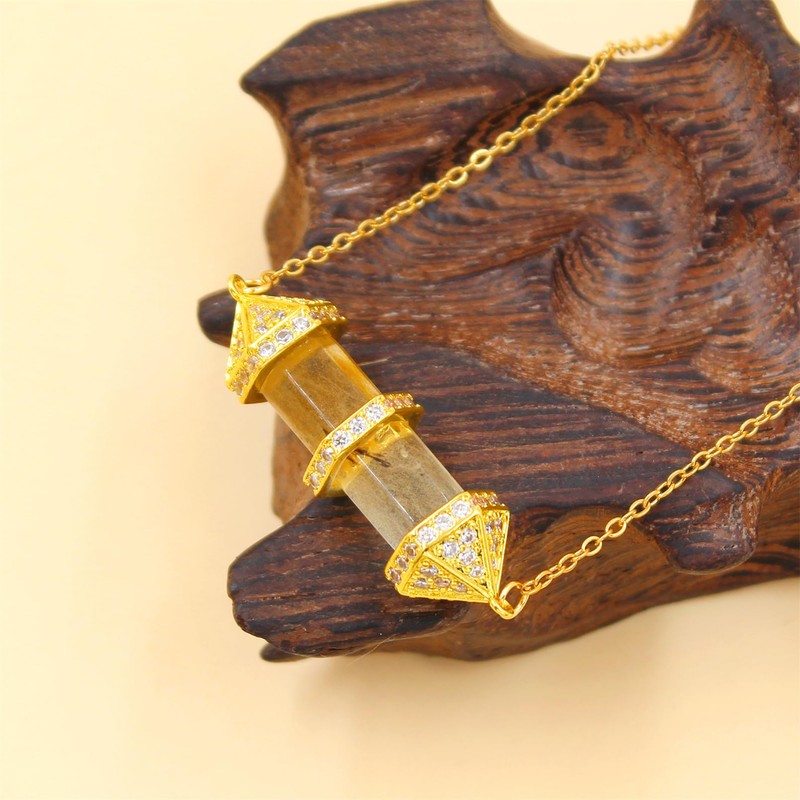 Vivaday Watermelon Quartz Crystal Fashion Necklace | Spiritual Sparkling CZ