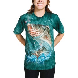 The Mountain Bass Adult T-Shirt, Blue and Green, XL