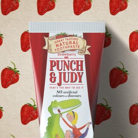 Punch & Judy Kids Natural Toothpaste, Strawberry Flavour, 6+ Months, Natural Ingredients, Fluoride, Sugar Free 50ml (Pack of 1)