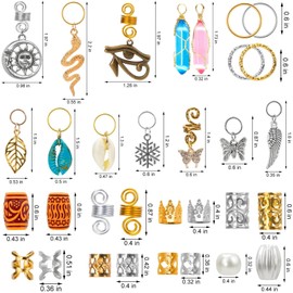 200 Pcs Hair Beads Jewelry, Dreadlock Jewelry for Hair Braids, Hair Accessories Gem Crystal Hair Charms, Metal Hair Coils Rings, Gold and Silver Hair Pendants, Braid Cuffs, Clips