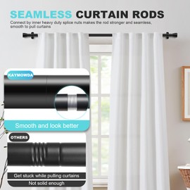 Heavy Duty Curtain Rod 30 to 144 Inches - 1 Inch Adjustable All Metal Pole, Strong Holders, Simplistic Finials, for Big Windows, Living Room, Outdoor Patio, Black
