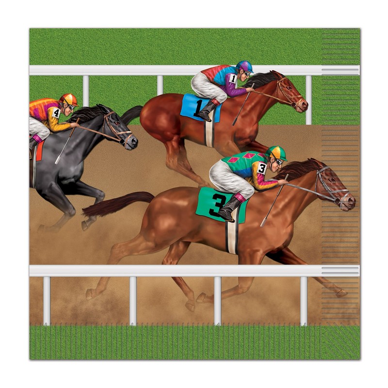 Beistle 58146 Horse Racing Luncheon Napkins, Multicolor