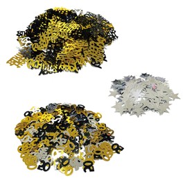 65g 50th Birthday Confetti Including 1200 Pieces Gold Silver Black 50th Sequins 15g Silver Star Confetti 20g Black Gold Happy Birthday Anniversary Party Table Decoration