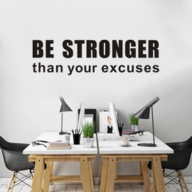 AnFigure Gym Quotes Wall Decals: Inspirational Office Vinyl Art Wall Stickers for Garage Classroom School Workspaces - Be Stronger Than Your Excuses 35"X9.8"