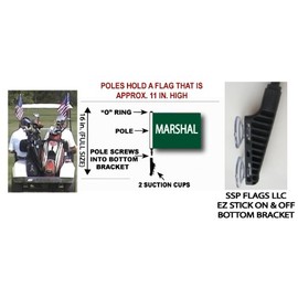 Marshal Golf Cart Flag with SSP Flags EZ Stick On & Off Suction Cup Bracket