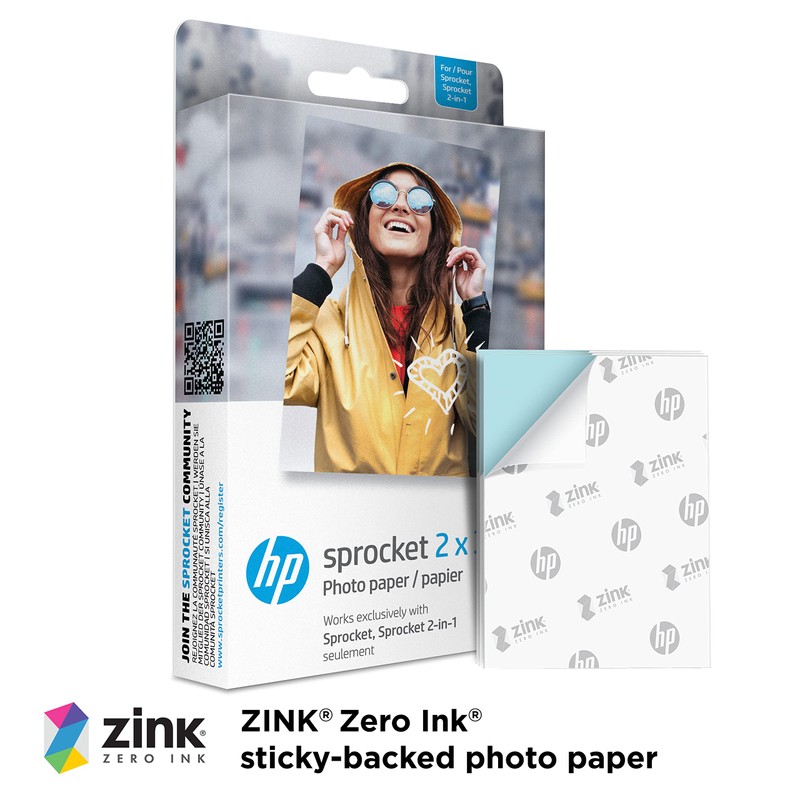 HP Sprocket 2x3" Premium Zink Sticky Back Photo Paper (50