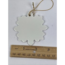 Conde #933 12 pcs/pack 2.8in SNOWFLAKE  Ceramic Sublimation Blank With Gold Cord