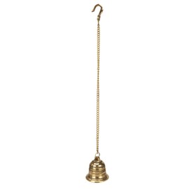 ARTVARKO Brass Hanging Bell Solid Bell with Deep Sound Antique Style Home Decor for Wall Door Mandir Temple Pooja (Standard, Gold)