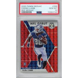 Graded 2020 Panini Mosaic CeeDee Lamb #268 Red Mosaic Rookie RC Football Card PSA 10 Gem Mint