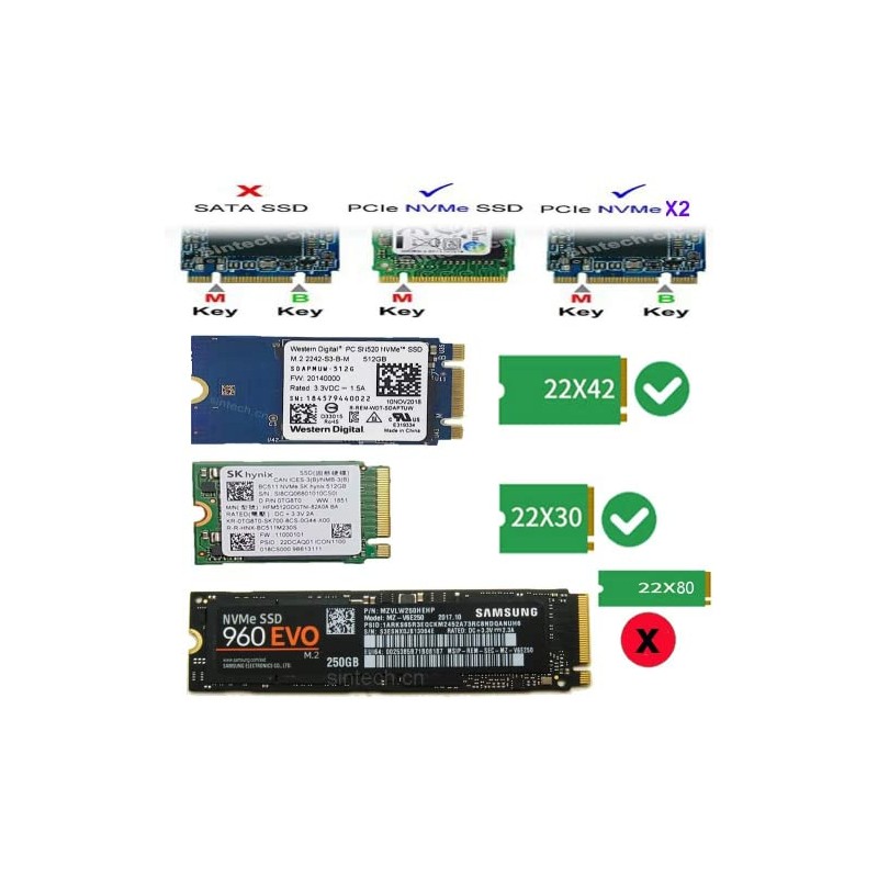 Sintech M.2 NVMe SSD Adapter Card for Upgrade 2016 2017