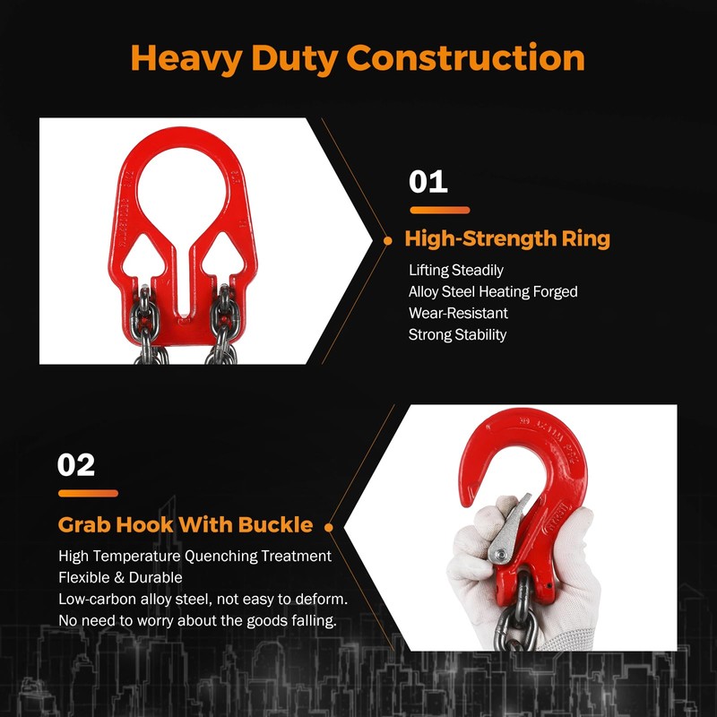 BEAMNOVA Lifting Chains with Adjuster Hooks, 3/8 Inch x 10