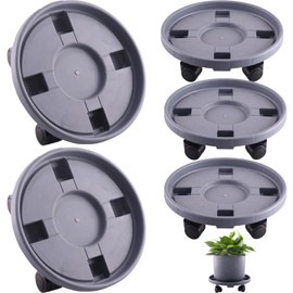 Tulpeed Rolling Plant Stand with Wheels 5 Pack 15.7 Inch Plant Caddy with Wheels Heavy Duty Plant Dolly Roller Base with Wheels Round Flower Pot Rack Holder Planter Trolley Tray, Grey