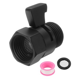 sourcing map Brass Chrome Shower Head Shut Off Valve, G1/2" Shower Control Valve Water Pressure Regulator Replacement for Shower System with PTFE Tape (Black, 38mm/1.5")