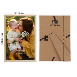 Hoikwo Wood-Coloured Picture Frames 20 x 30 cm - Simple Natural Wood Colour Photo Frames for Wall or Table, Set of 3 Frames for Photos, Pictures, Posters