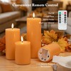 Orange Fall Thanksgiving Flameless Pillar Candles with Remote Set of