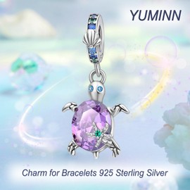 YUMINN Purple Turtle Charm for 925 Sterling Silver for Women's Bracelets & Necklaces Dangle Pendant for Christmas Day Valentine's Day Mother's Day Jewelry Gifts for Girls