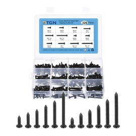 DTGN 304 Stainless Steel Self-Tapping Screws Pan Head Sheet Metal Screws Assortments Hardware Kit,Black Oxide(Size:#6x1/2-#8x1-1/2-320pcs)