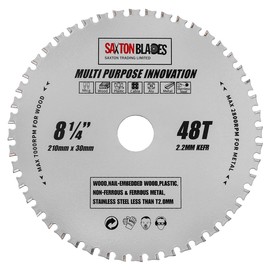 TCT21048TMPT Saxton TCT Multi Purpose Innovation Circular Saw Blade 210mm x 48T Wood and Metal fits Bosch Dewalt Ryobi Makita etc