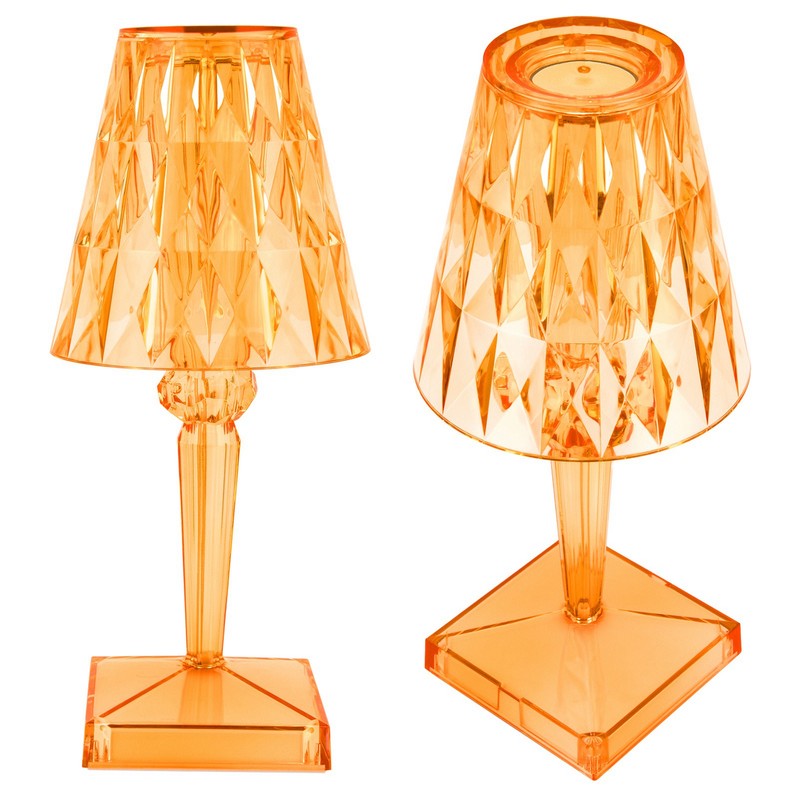LED Crystal Table Lamp Transparent Prism Dimmable Desk Lamp USB