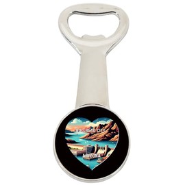 Bullhead City Arizona Travel Souvenir Destination Heart Shape Design Magnetic Bottle Opener Single