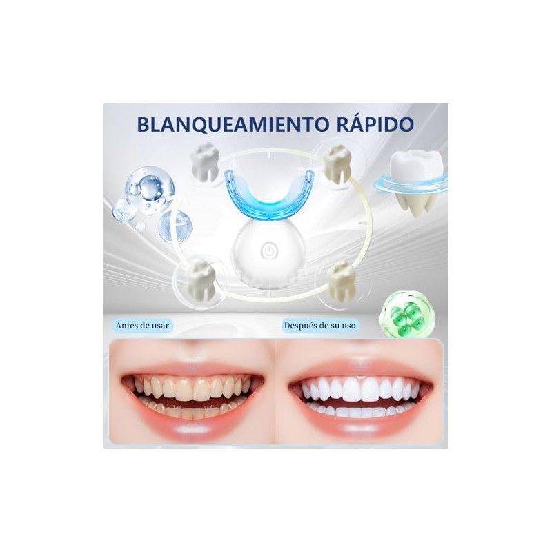 Kit Blanqueamiento Dental Cluye Bolígrafos Blanqueadores Luz Led Tabla Colores