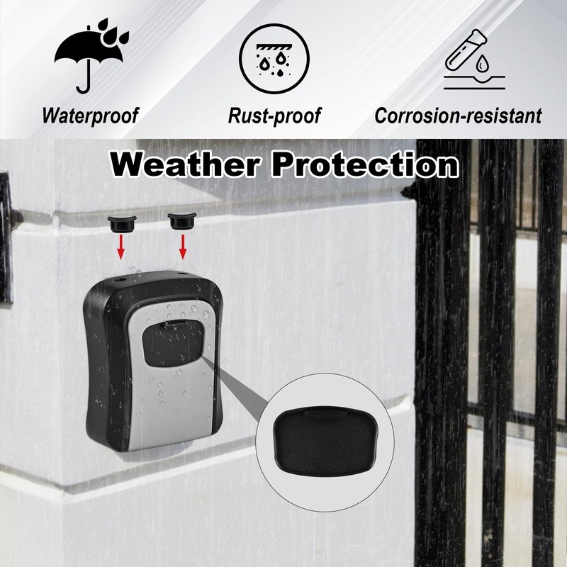 Locilot L Large Key Lock Box, 4.5”x3.7”x1.5” Waterproof Kirsite Combination