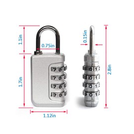 ZPLIUST Luggage Locks - 4 Digit Combination Locks for Gym, Sports, School & Employee Locker, Outdoor,Toolbox,Resettable Code Lock (Silver 4Pack)